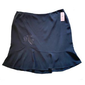 NWT TESORI Flare Fern Embroidery Skirt Black Plus Size 22W Nordstrom MSRP $158